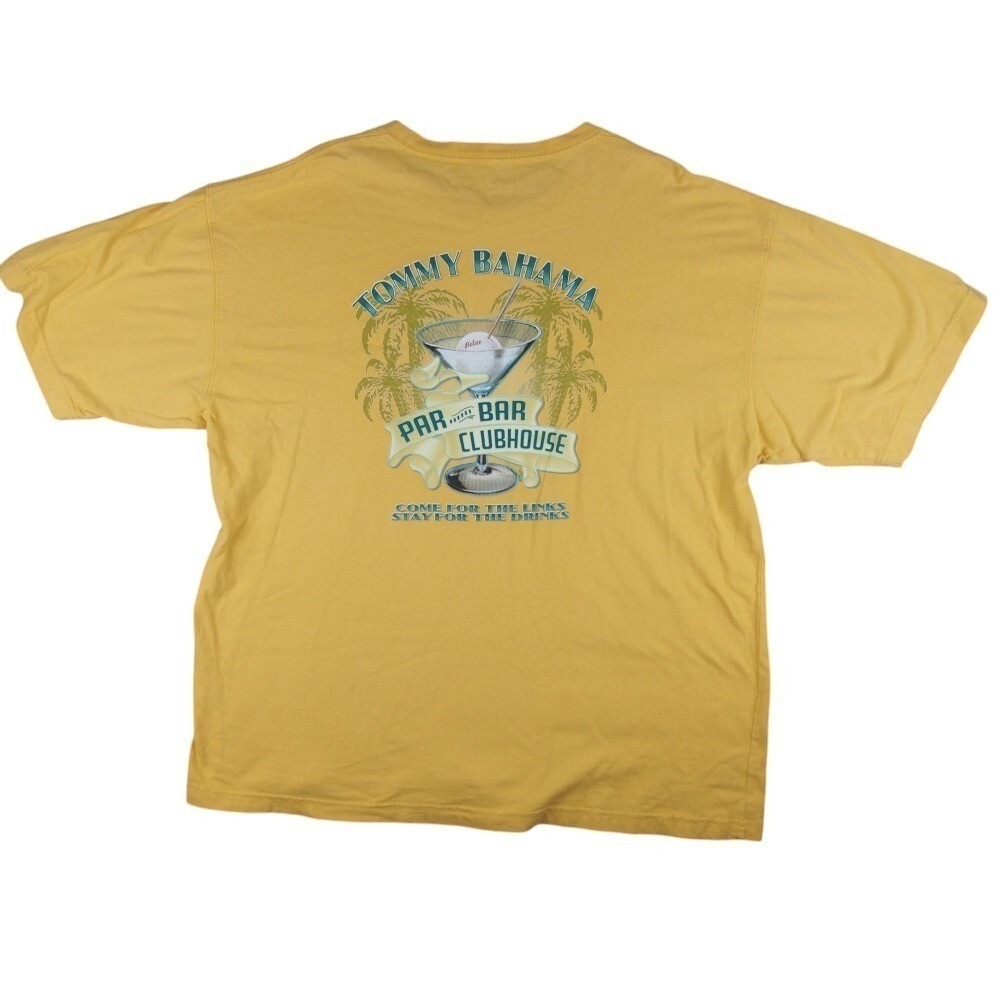 Tommy Bahama T Shirt Mens Sz XL Par and Bar Clubhouse Yellow Short Sleeve Shirt